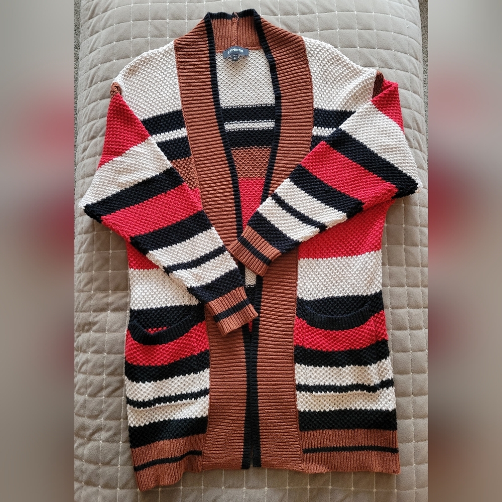 Express Multicolor Striped Cardigan